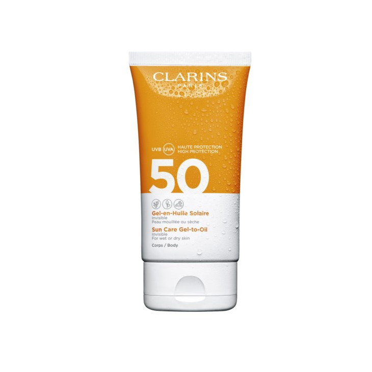 CLARINS, GEL-ACEITE SOLAR PARA EL CUERPO SPF50